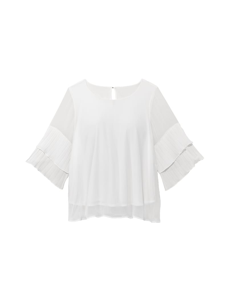 Front of plus size Teresa 3/4 Tiered Flare Sleeve Blouse by Meri Skye | Dia&Co | dia_product_style_image_id:120472
